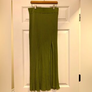 Aritzia- Knit Slit Skirt in Light Green Size Medium.